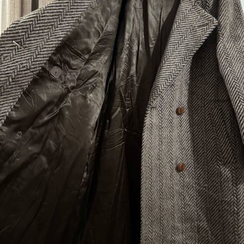 Wool herringbone coat loose fit like new, gray and brown