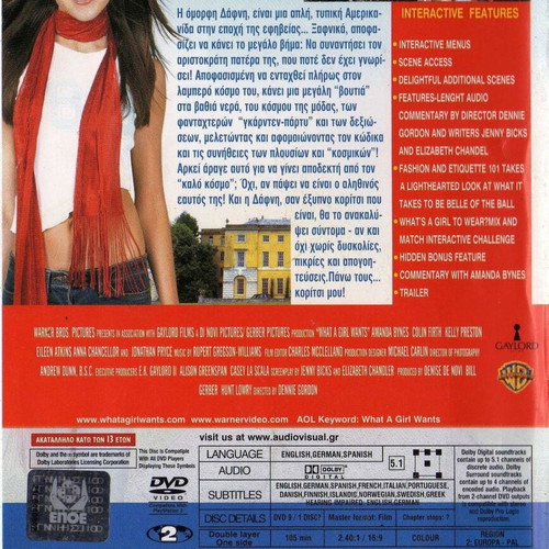What a Girl Wants DVD used with subtitles