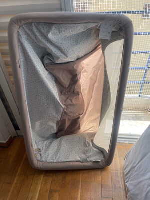 Chicco Next2Me crib used with breathable mattress and transport bag