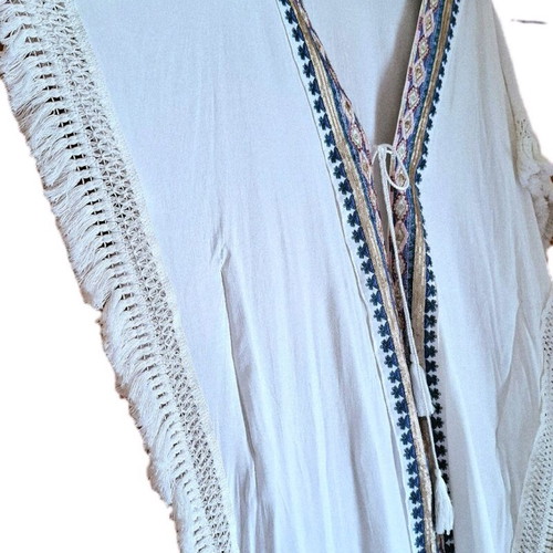 Achilleas Caftani like new, cotton with sequins and fringes