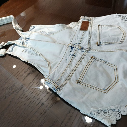 Tally Weijl women's short denim salopette used, size S, blue