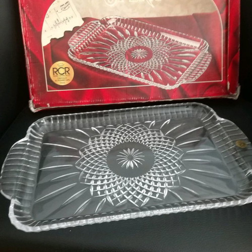 Crystal platter from Italy new, in box