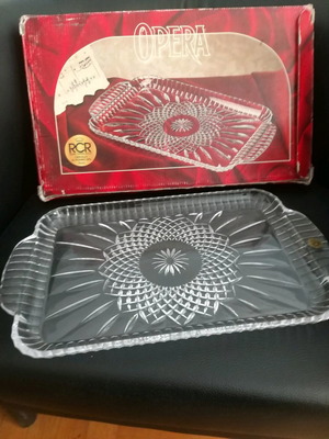 Crystal platter from Italy new, in box