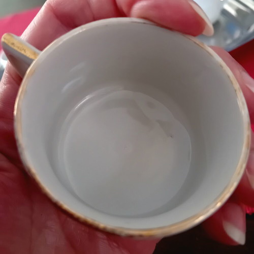 Vintage coffee cup set used, four cups with saucer
