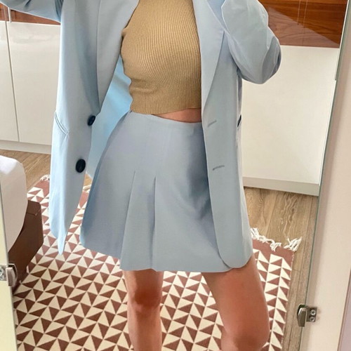 Zara set jacket and skirt-shorts like new, blue turquoise