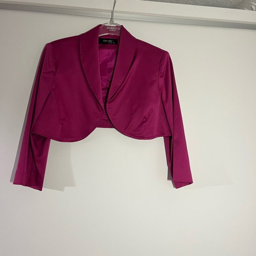 Bolero like new, magenta satin, 3/4 sleeve, size M