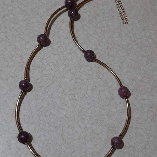 Handmade necklace with semi-precious stones and surgical steel