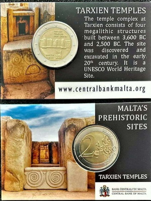 SAC Малта 2 евро 2021 UNC Tarxien coincard ново