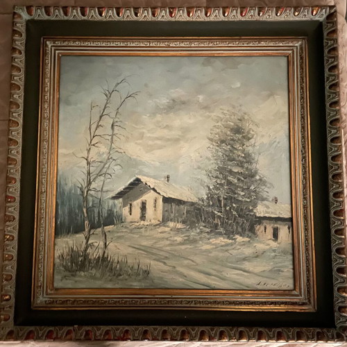 Winter oil painting by Dimitrios Vergidis like new, signed