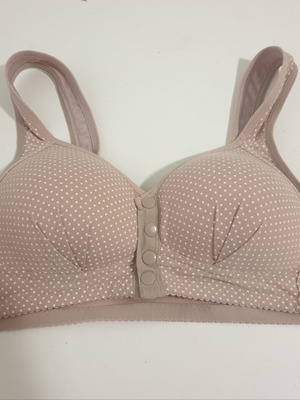Bra cup C with front clasp, like new, beige polka dot, size XXL