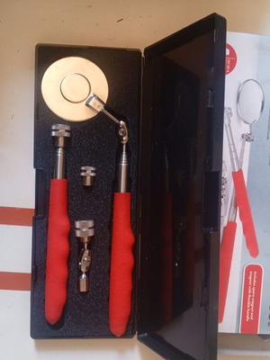 Powerfix Inspection Mirror with Magnetic Pick-Up Tool like new, set with case