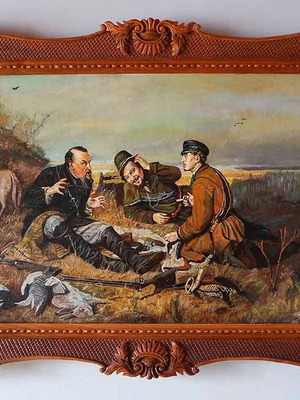 Охотники на привале - Василий Перов, живопис, маслени бои, резбована рамка