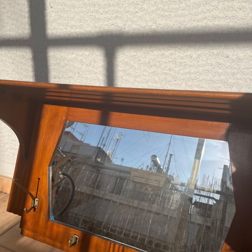 Hall coat rack with antique mirror refurbished