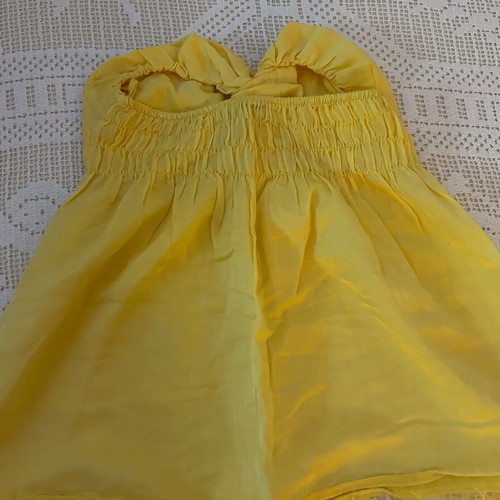 Imperial Yellow Strapless Women's Blouse S Made in Italy Silk Cotton