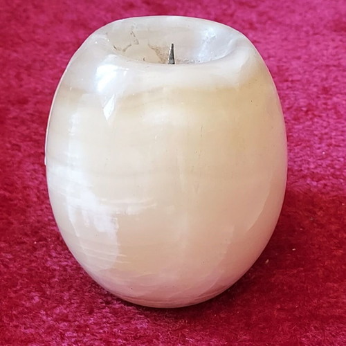 Decorative apple-shaped candle holder used, semi-precious stone