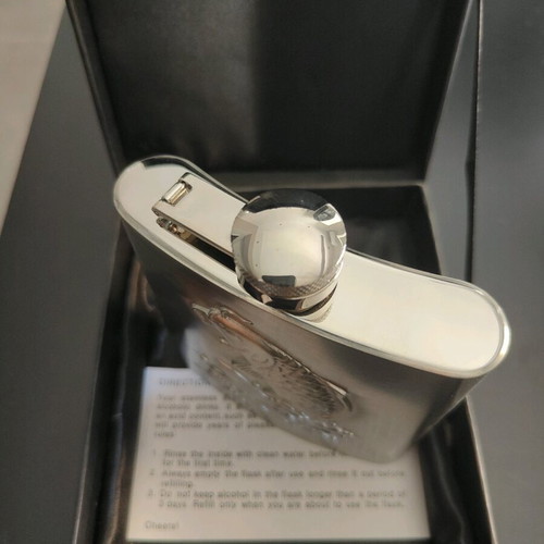 Stainless steel flask 6oz new with embossed fish