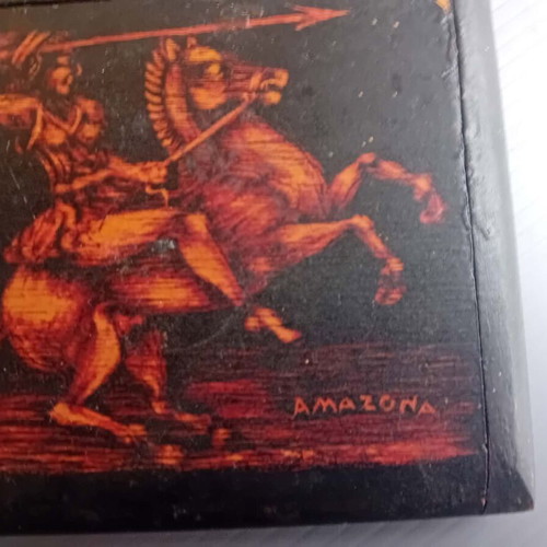 Antique wooden tobacco box handmade, 1950s, used
