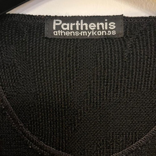 Parthenis wool long cardigan new, black with woven pattern