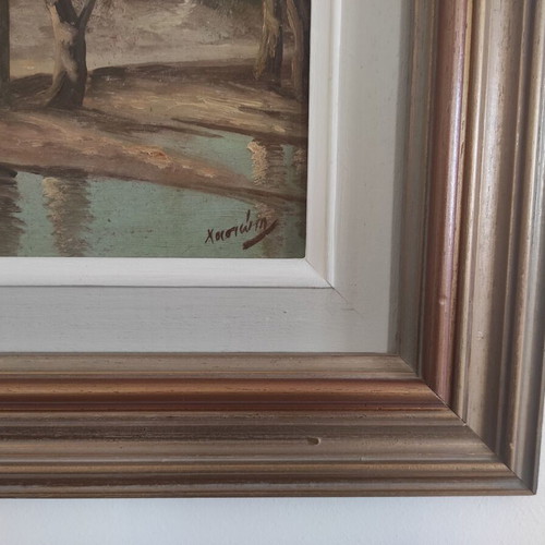 Painting by Christos Hasiotis new, house by the river