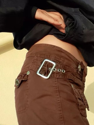 Brown fabric shorts 90s with metal details size S-M
