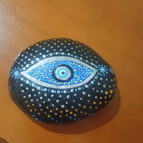 Hand-painted eye stone with acrylic paint
