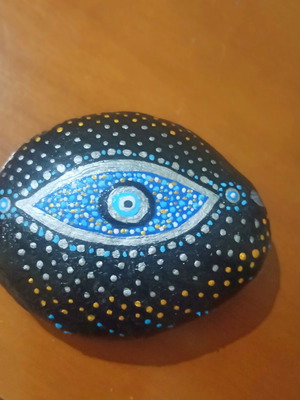 Hand-painted eye stone with acrylic paint