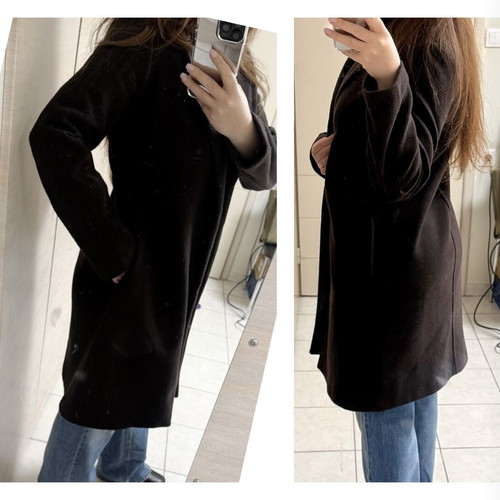 Zara long dark brown chocolate coat like new, size M