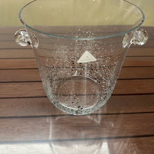 Glass champagne bucket with bubbles La Gallera MWF new, vintage