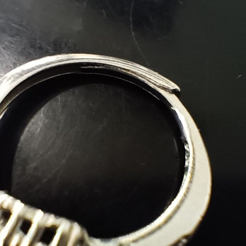 Silver rosetta ring adjustable with white zircon 6x4mm made to order