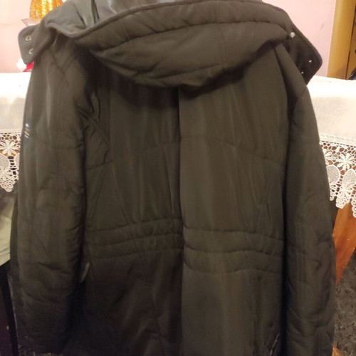 Luxury jacket used, size L, warm with hood and waist strap