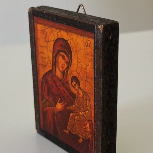 Byzantine icon of Panagia Kecharitomeni used, vintage style wooden