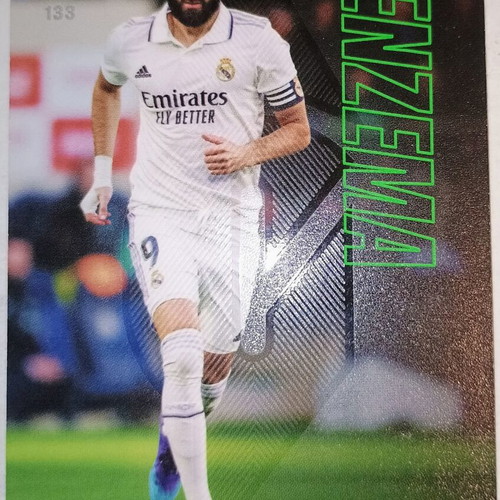Karim Benzema Real Madrid collectible card used, Panini Top Class 2023