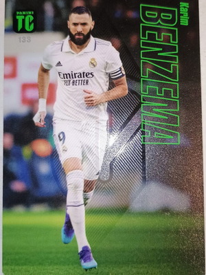 Karim Benzema Real Madrid collectible card used, Panini Top Class 2023
