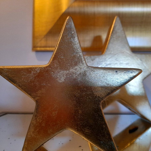 Set of 3 Christmas stars like new, brushed gold