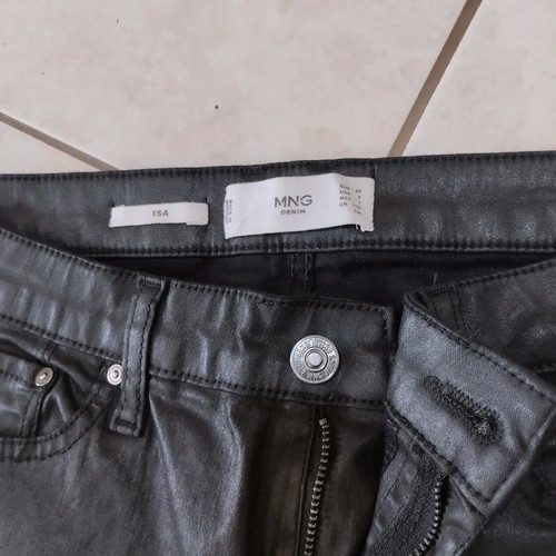 Mango stretch waxed skinny jeans black size 40 L