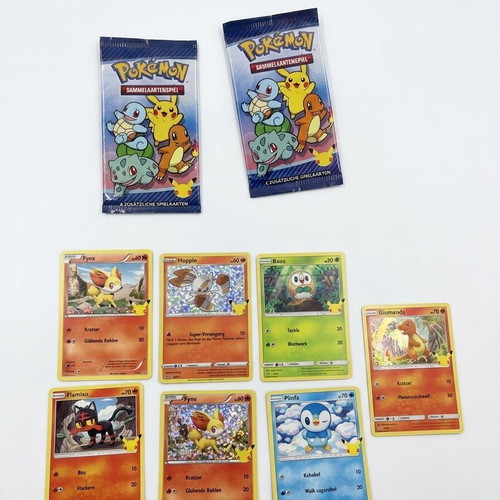 Pokémon 25th Anniversary collectible pack with 7 cards and 2 booster packs