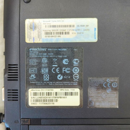 eMachines eM355 netbook 10.1" like new with charger