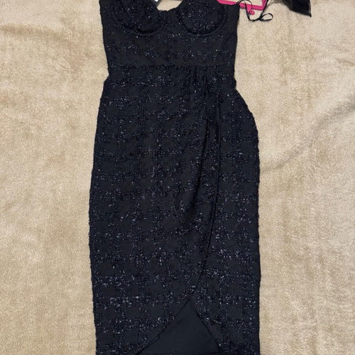 Zini Boutique Midi Tweed Dress new, black, size M