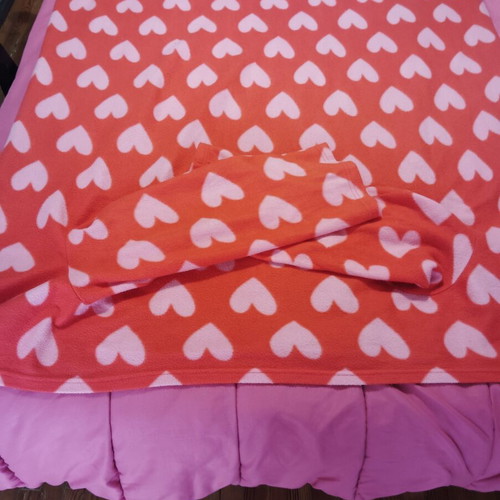Blanket with hands used, individual, red pink color