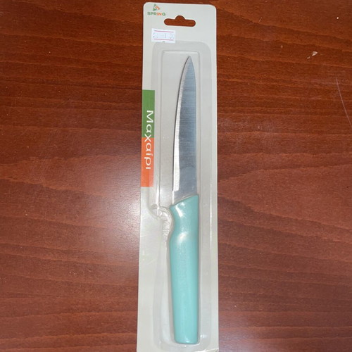 Spring kitchen knife with turquoise handle
