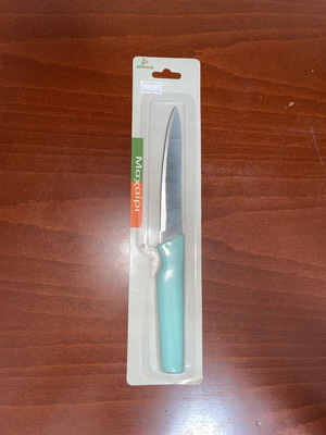 Spring kitchen knife with turquoise handle