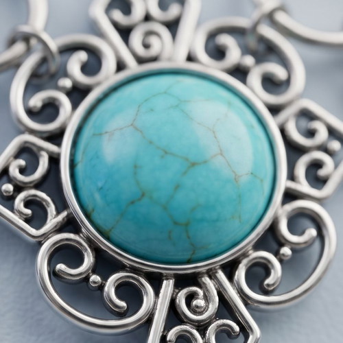 Steel necklace with turquoise stone and gothic details new