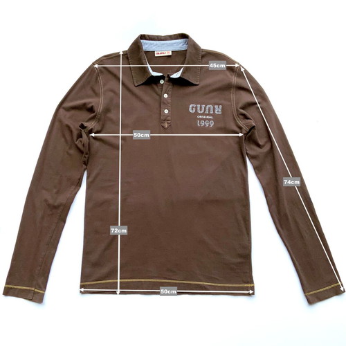 Guru men's long-sleeve brown polo shirt used, size L