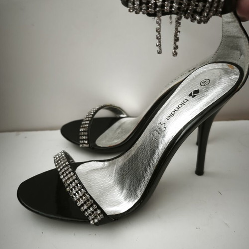 Sandals with rhinestones size 41 like new, black and silver
