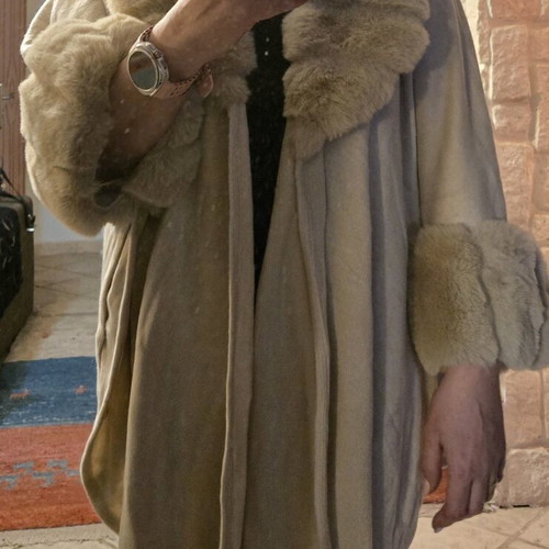 BSB outerwear new cape with fur details beige