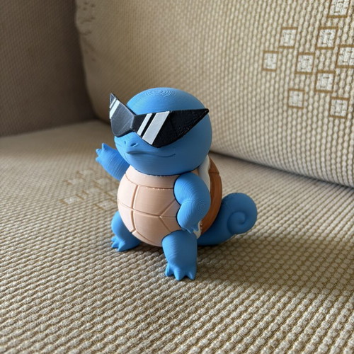 Squirtle figure with sunglasses, 3D printed