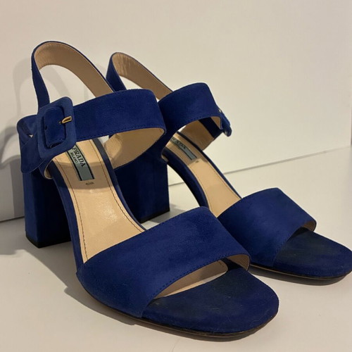 Prada suede sandals used, royal blue, size 37