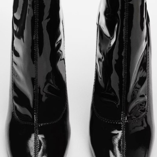 Mango patent leather-effect heeled boots black size 38 new