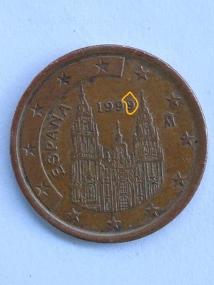 Spanish 5 Cent Euro Coin 1999 Used With Minting Error