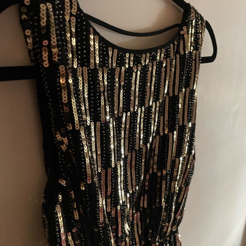 Dress with sequins and open back new by Celestino, black and gold